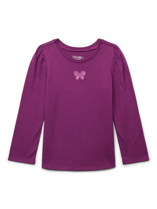 Garanimals Other - Garanimals Toddler Girl Violet Butterfly Long Puff Sleeve Embroidered T-Shirt